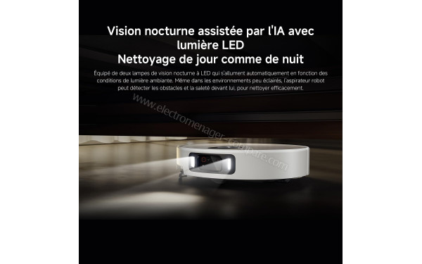 XIAOMI Robot Vacuum 5 Pro Blanc - Vision nocturne assist&eacute;e par l'IA avec lumi&egrave;re LED