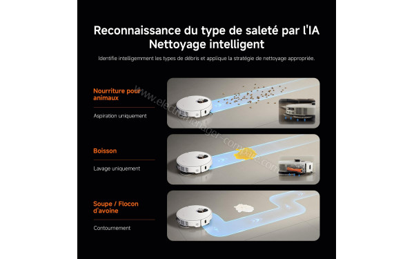 XIAOMI Robot Vacuum 5 Pro Blanc - Reconnaissance du type de salet&eacute; par l'IA