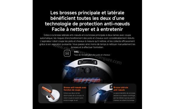 XIAOMI Robot Vacuum 5 Pro Blanc - Technologie de protection anti-noeuds