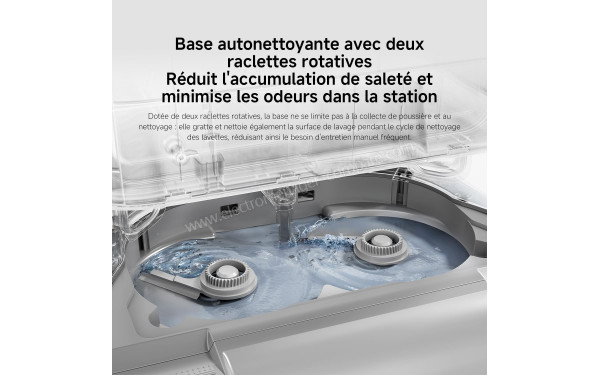 XIAOMI Robot Vacuum 5 Blanc - Base autonettoyante avec deux raclettes rotatives