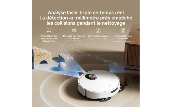 XIAOMI Robot Vacuum 5 Blanc - Analyse laser triple en temps r&eacute;el