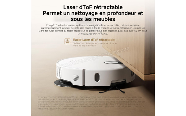XIAOMI Robot Vacuum 5 Blanc - Laser dToF r&eacute;tractable