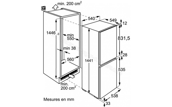 ZANUSSI ZBB24431SA - Sch&eacute;ma d'encastrement