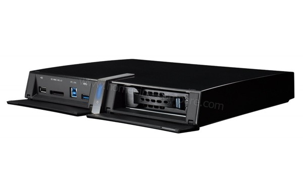 ASUS OPlay TV Pro (sans DD) - Vue 3/4 droite, les 2 fa&ccedil;ades ouvertes