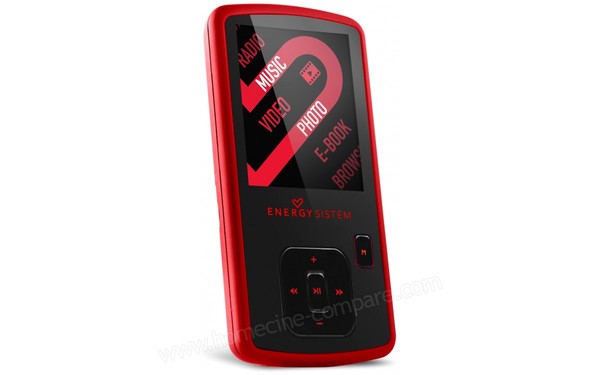 ENERGY SISTEM Energy MP4 DJ 2 Ruby Rouge - Vue 3/4 gauche du baladeur vid&eacute;o