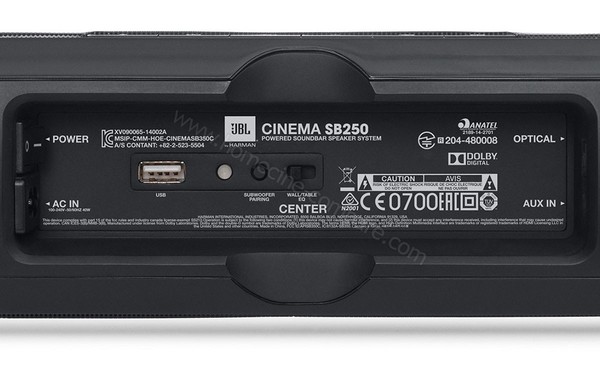 JBL Cinema SB250 - Connectique