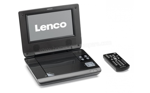 LENCO DVP-735 Gris - Vue 3/4 gauche avec t&eacute;l&eacute;commande