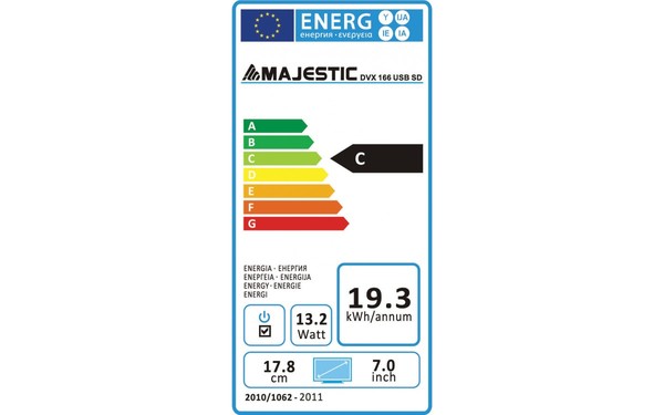 NEW MAJESTIC DVX-166 USB SD - &Eacute;tiquette &eacute;nergie