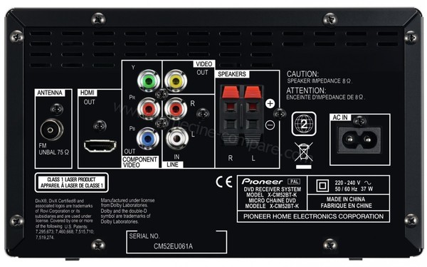 PIONEER X-CM52BT-K - Connectique