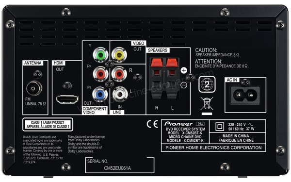 PIONEER X-CM52BT-W - Connectique