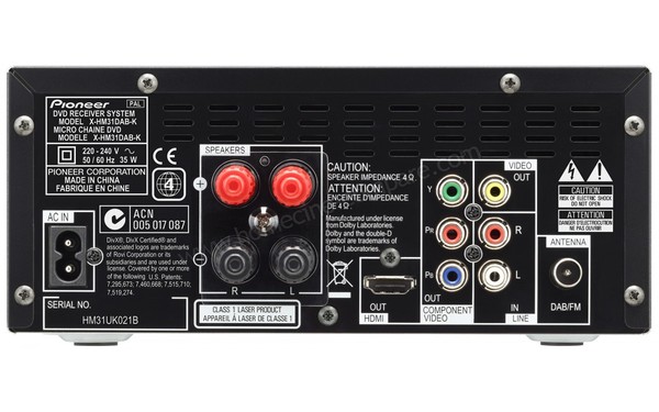 PIONEER X-HM31DAB-K - Connectique