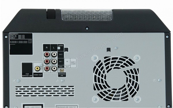 SONY MHC-V7D - Connectique  (cr&eacute;dit : Darty)