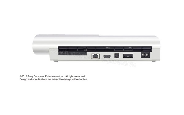 SONY PS3 Ultra Slim Blanche 12 Go Imports EU Mx2 - Vue de l'arri&egrave;re