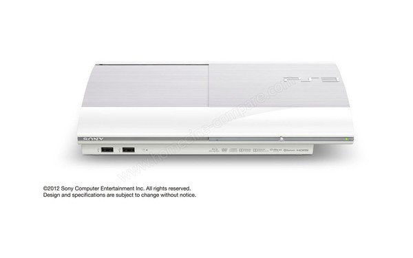 SONY PS3 Ultra Slim Blanche 12 Go Imports EU Mx2 - Vue de face