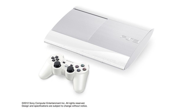 SONY PS3 Ultra Slim Blanche 500 Go - Vue 3/4 droite
