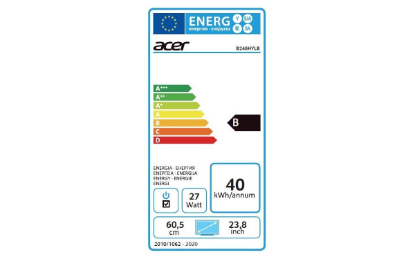 ACER B246HYLBymiprx - &Eacute;tiquette &eacute;nergie