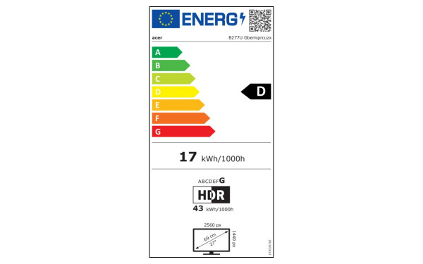 ACER B277UGbemiprcuzx - &Eacute;tiquette &eacute;nergie v2