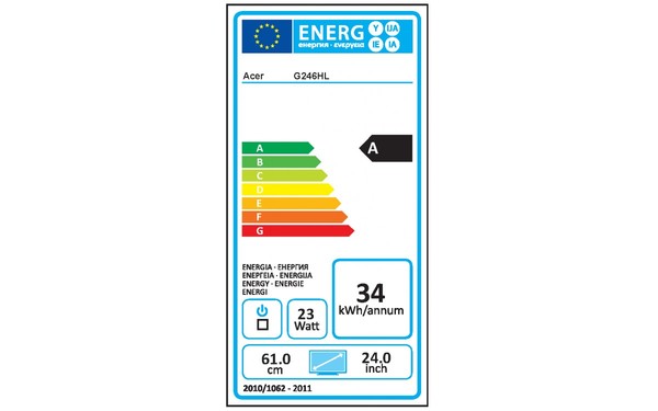 ACER G246HLBbid - &Eacute;tiquette &eacute;nergie