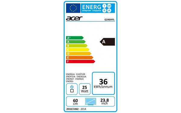 ACER G246HYLbmid - &Eacute;tiquette &eacute;nergie