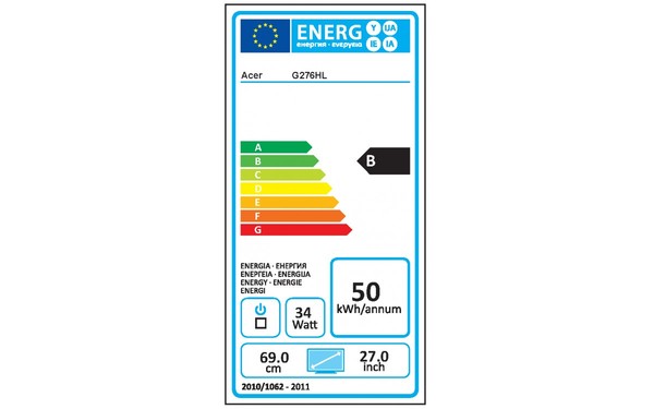 ACER G276HLIbid - &Eacute;tiquette &eacute;nergie