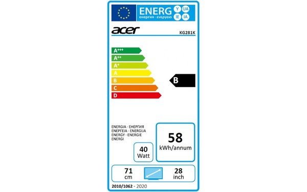 ACER KG281Kbmiipx - &Eacute;tiquette &eacute;nergie