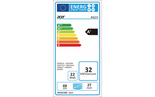 ACER RG271Pbiipx - &Eacute;tiquette &eacute;nergie