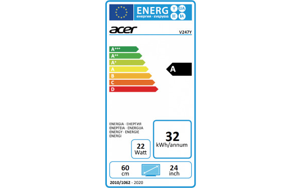 ACER V247Ybi - &Eacute;tiquette &eacute;nergie