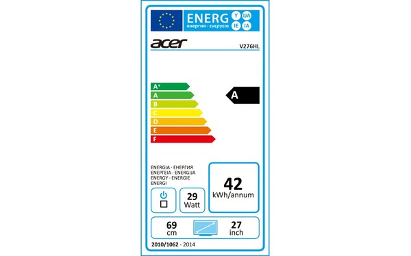 ACER V276HLbmdp - &Eacute;tiquette &eacute;nergie