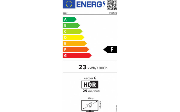 ACER VG252QSbmiipx - &Eacute;tiquette &eacute;nergie v2
