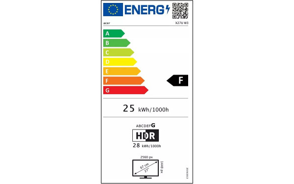 ACER X27UW3bmiiprx - &Eacute;tiquette &eacute;nergie v2