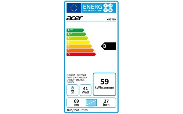 ACER XB271HAbmiprzx - &Eacute;tiquette &eacute;nergie