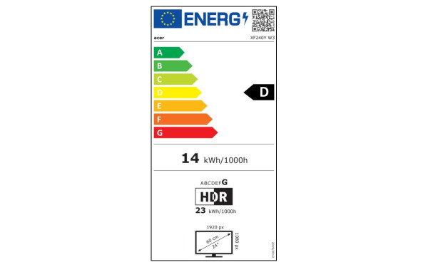 ACER XF240YW3biiph - &Eacute;tiquette &eacute;nergie v2