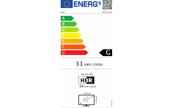 ACER XV272UKVbmiiprzfx - &Eacute;tiquette &eacute;nergie v2