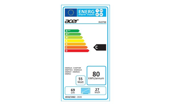 ACER XV273KPbmiipphzx - &Eacute;tiquette &eacute;nergie