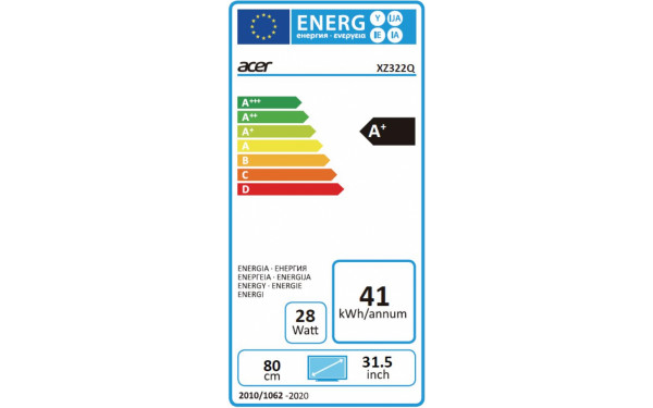 ACER XZ322QPbmiiphx - &Eacute;tiquette &eacute;nergie