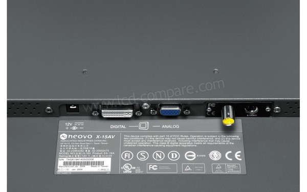 AG NEOVO X-15E - Connectiques