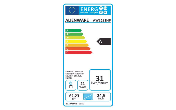 ALIENWARE AW2521HF - &Eacute;tiquette &eacute;nergie