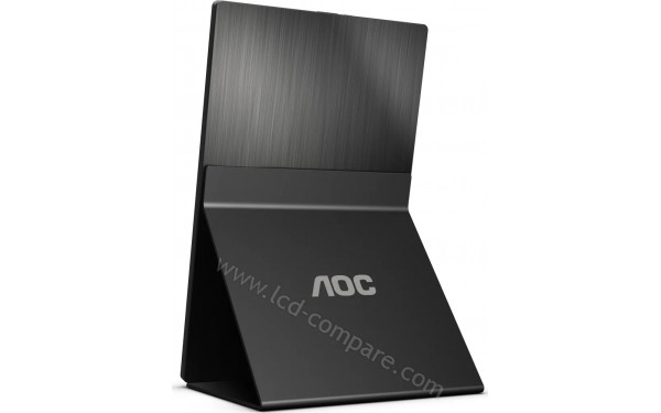 AOC 16T2 - Vue 3/4 arri&egrave;re en mode portrait avec Smart Cover (inclus)