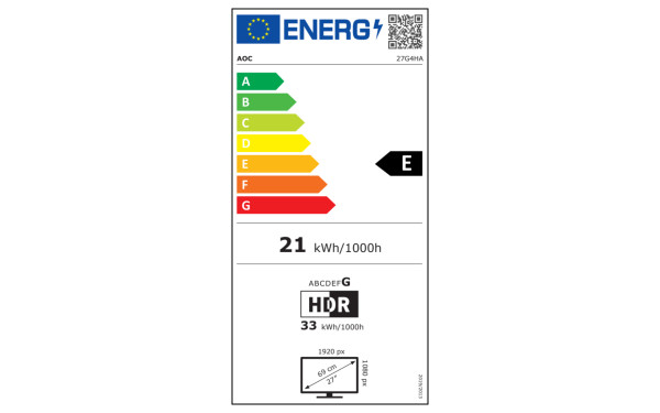 AOC 27G4HA - &Eacute;tiquette &eacute;nergie v2