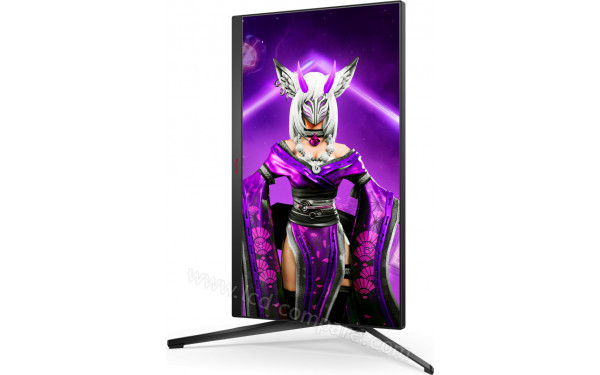 AOC AG274QS - Vue 3/4 droite en mode portrait