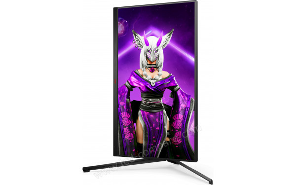 AOC AG324UX - Vue 3/4 droite en mode portrait