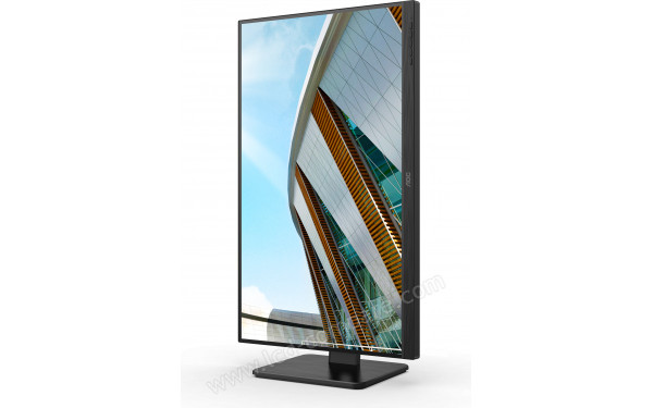 AOC U27P2CA - Vue 3/4 droite en mode portrait