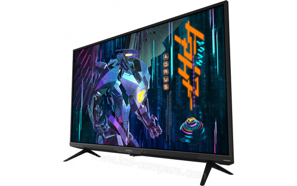 AORUS FV43U - Vue 3/4 droite