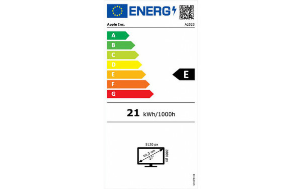 APPLE Studio Display Standard 2025 - &Eacute;tiquette &eacute;nergie v2