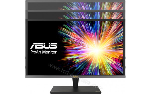 ASUS PA27UCX - Vue de face avec mise en sc&egrave;ne de l'ajustement de la hauteur