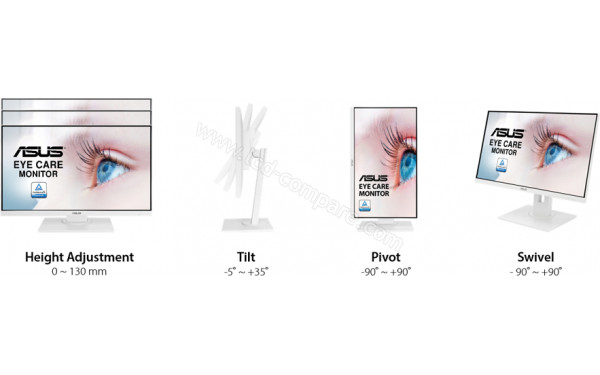 ASUS VA24DQLB-W - Positions mobiles du pied