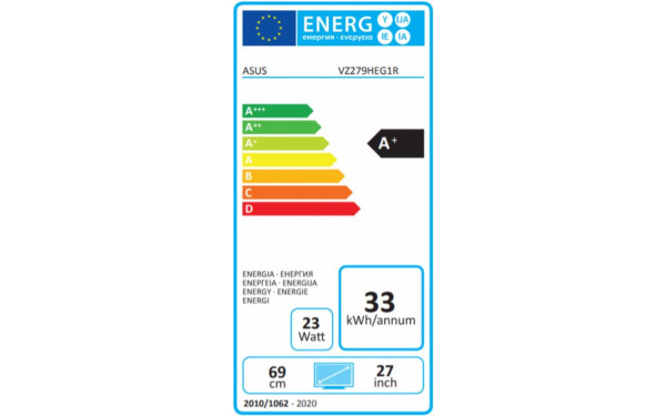 ASUS VZ279HEG1R - &Eacute;tiquette &eacute;nergie