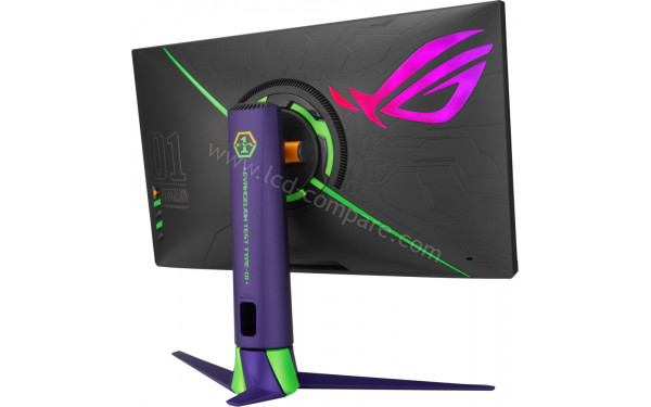 ASUS XG27AQM Eva Edition - Vue 3/4 arri&egrave;re