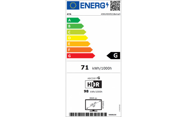 AYA A50UHD0521BSMART - &Eacute;tiquette &eacute;nergie v2
