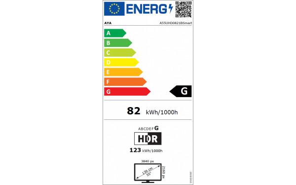 AYA A55UHD0821BSMART - &Eacute;tiquette &eacute;nergie v2